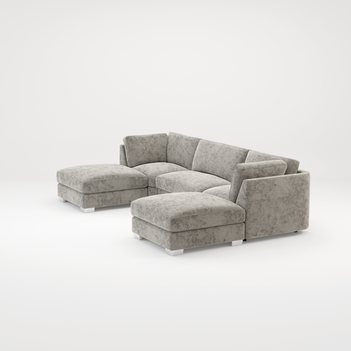 Bishop U Shape Scatter back Corner Sofa Set In Truffle Or Platinum Grey Fabric