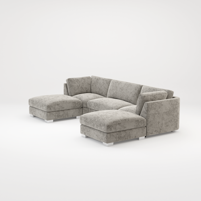 Bishop U Shape Scatter back Corner Sofa Set In Truffle Or Platinum Grey Fabric