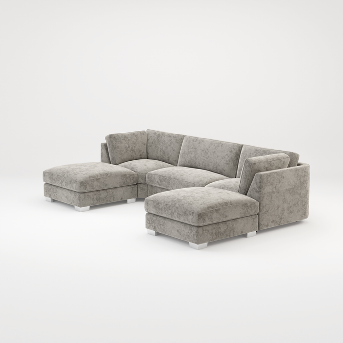 Bishop U Shape Scatter back Corner Sofa Set In Truffle Or Platinum Grey Fabric
