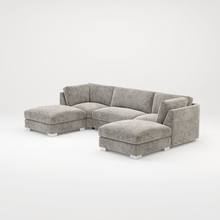 Bishop U Shape Scatter back Corner Sofa Set In Truffle Or Platinum Grey Fabric