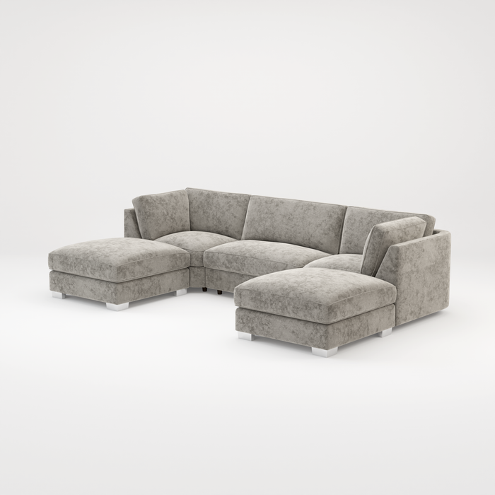 Bishop U Shape Scatter back Corner Sofa Set In Truffle Or Platinum Grey Fabric