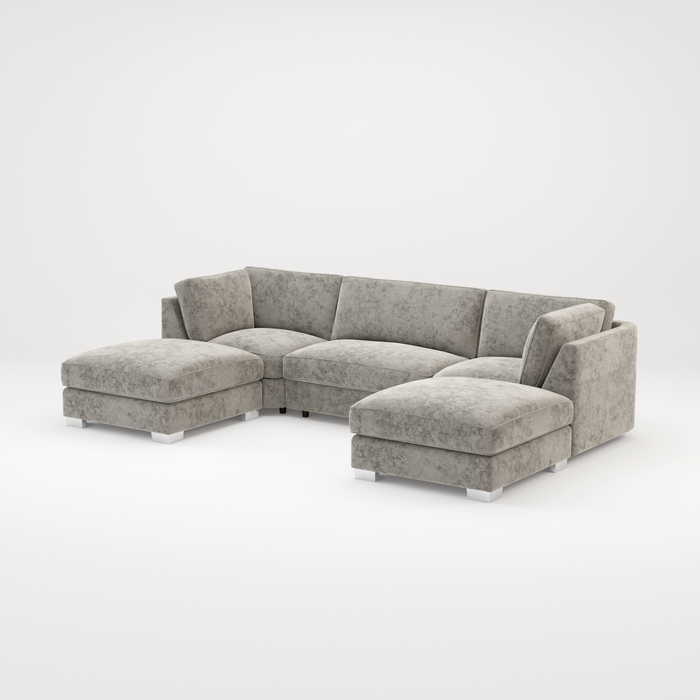 Bishop U Shape Scatter back Corner Sofa Set In Truffle Or Platinum Grey Fabric