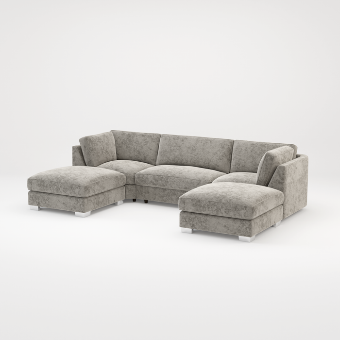 Bishop U Shape Scatter back Corner Sofa Set In Truffle Or Platinum Grey Fabric