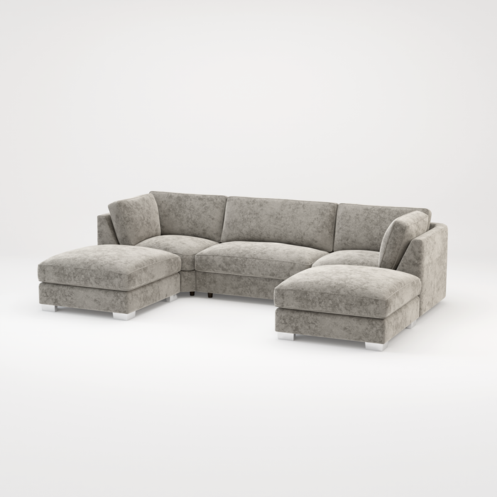 Bishop U Shape Scatter back Corner Sofa Set In Truffle Or Platinum Grey Fabric
