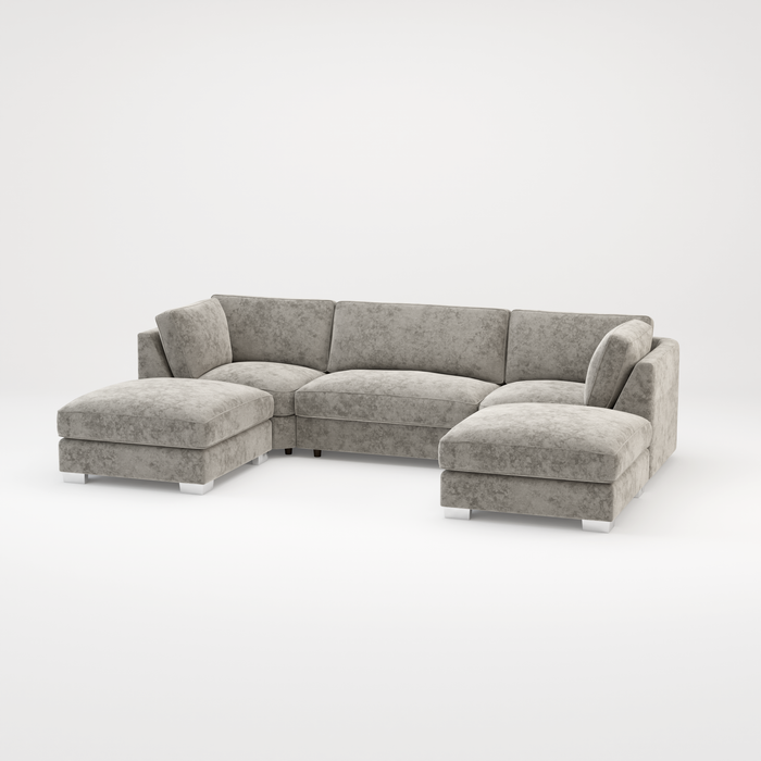 Bishop U Shape Scatter back Corner Sofa Set In Truffle Or Platinum Grey Fabric