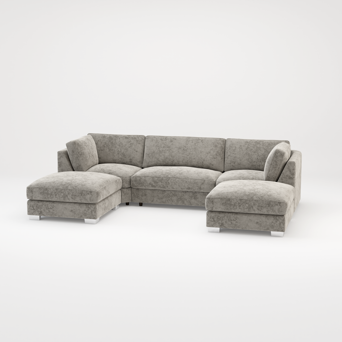 Bishop U Shape Scatter back Corner Sofa Set In Truffle Or Platinum Grey Fabric