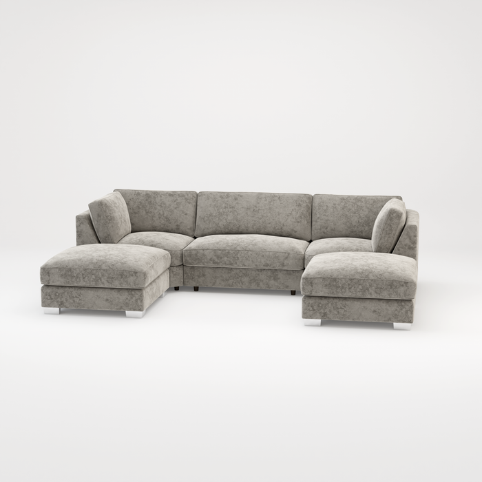 Bishop U Shape Scatter back Corner Sofa Set In Truffle Or Platinum Grey Fabric