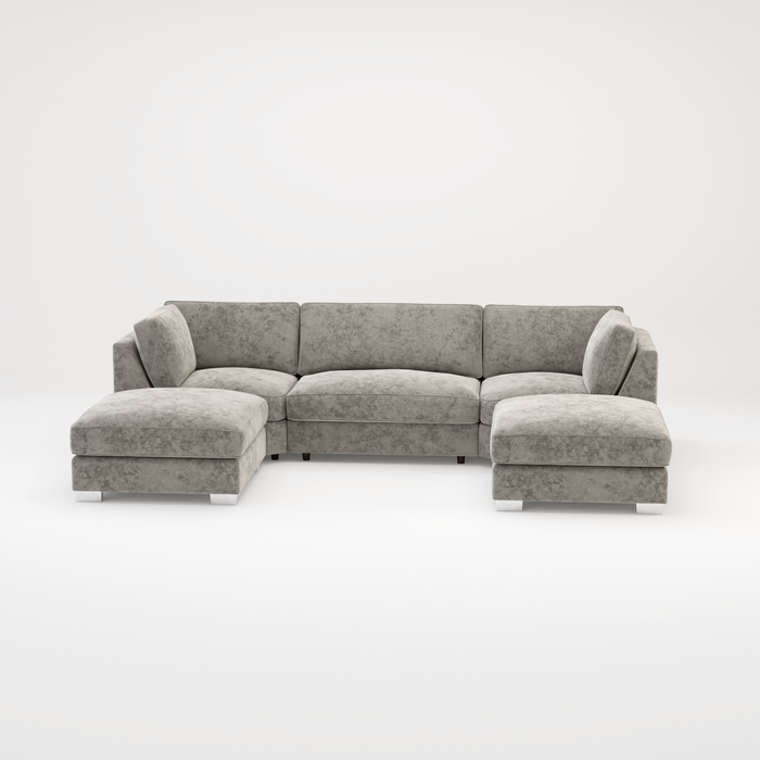 Bishop U Shape Scatter back Corner Sofa Set In Truffle Or Platinum Grey Fabric