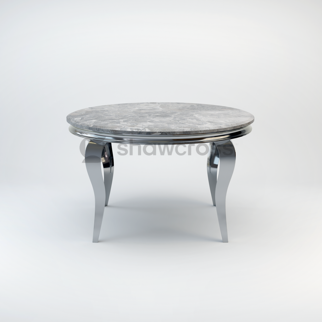 130cm Louis round marble dining table with Chrome metal frame