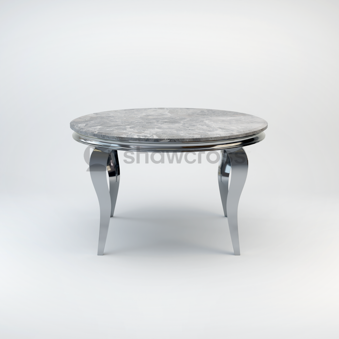 130cm Louis round marble dining table with Chrome metal frame
