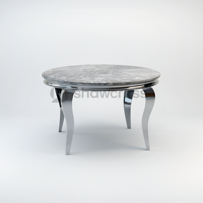 130cm Louis round marble dining table with Chrome metal frame