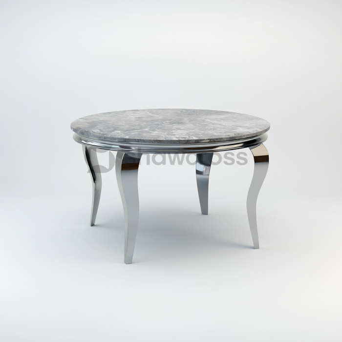 130cm Louis round marble dining table with Chrome metal frame