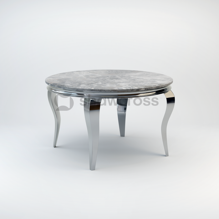 130cm Louis round marble dining table with Chrome metal frame
