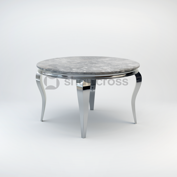 130cm Louis round marble dining table with Chrome metal frame