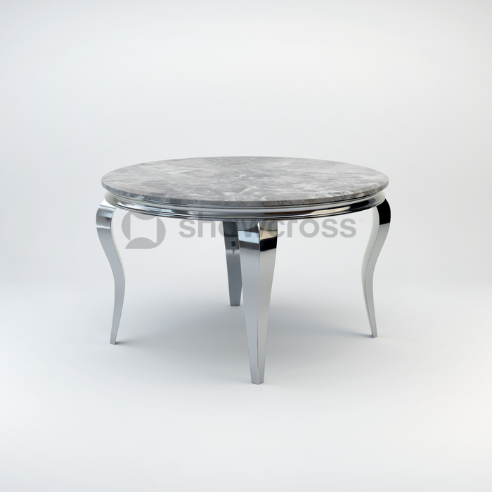 130cm Louis round marble dining table with Chrome metal frame