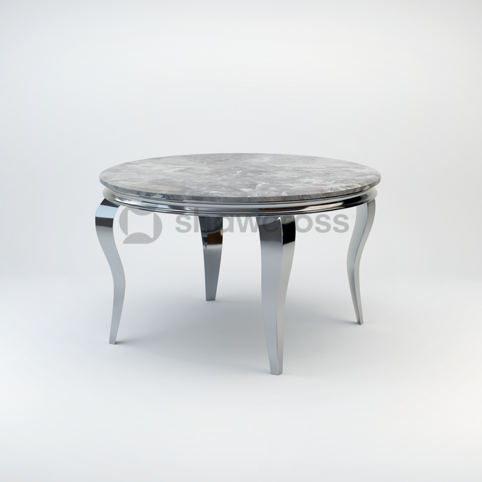 130cm Louis round marble dining table with Chrome metal frame