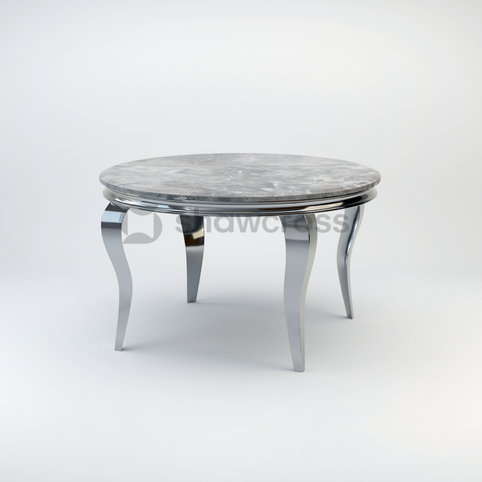 130cm Louis round marble dining table with Chrome metal frame