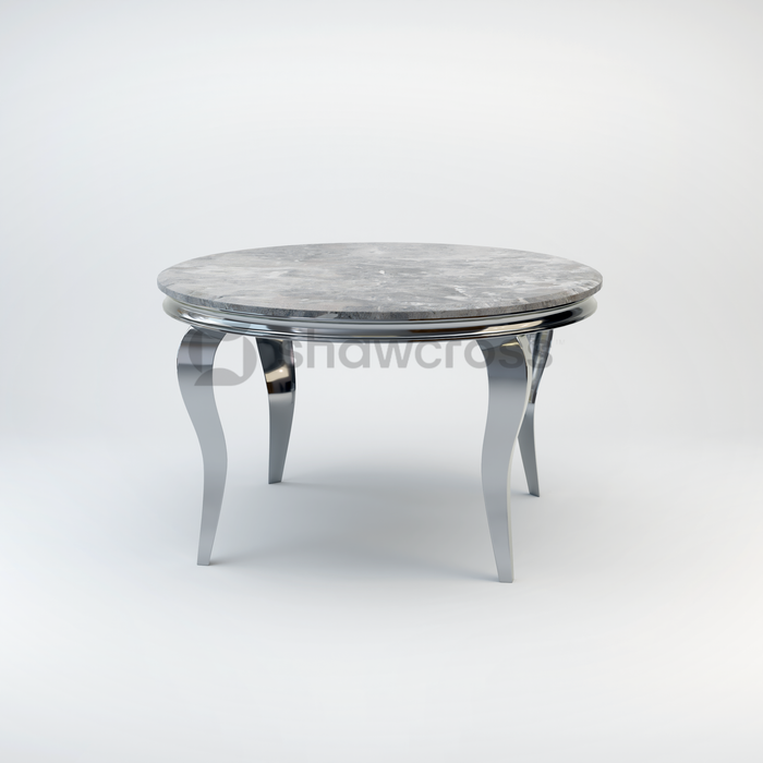 130cm Louis round marble dining table with Chrome metal frame