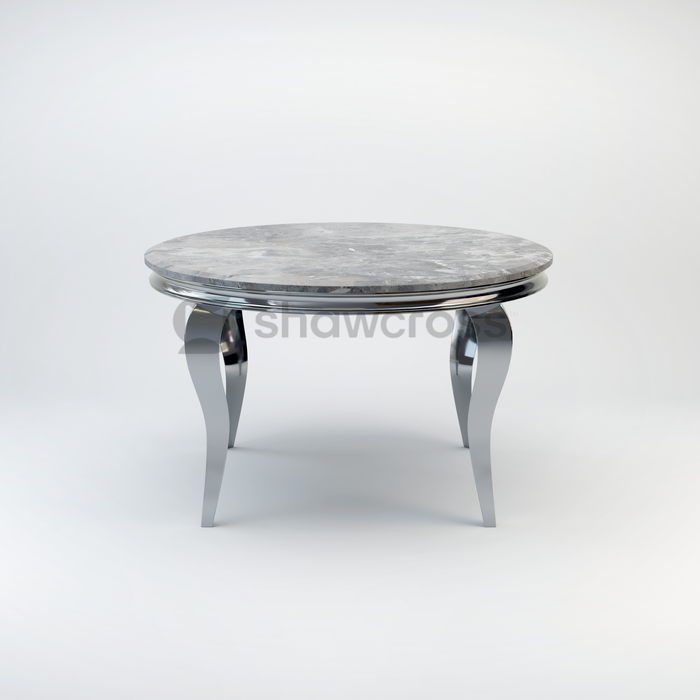 130cm Louis round marble dining table with Chrome metal frame