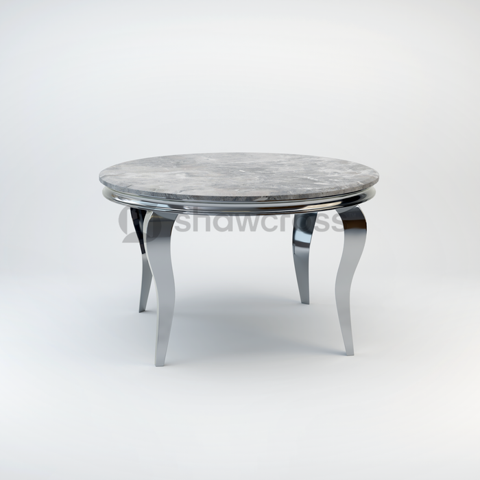 130cm Louis round marble dining table with Chrome metal frame