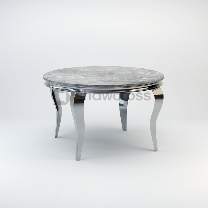 130cm Louis round marble dining table with Chrome metal frame