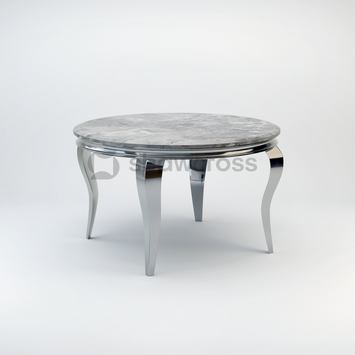 130cm Louis round marble dining table with Chrome metal frame
