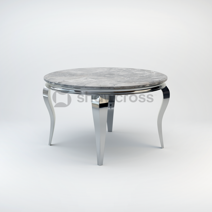 130cm Louis round marble dining table with Chrome metal frame