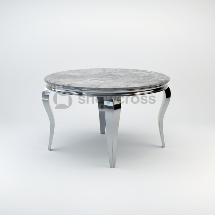 130cm Louis round marble dining table with Chrome metal frame