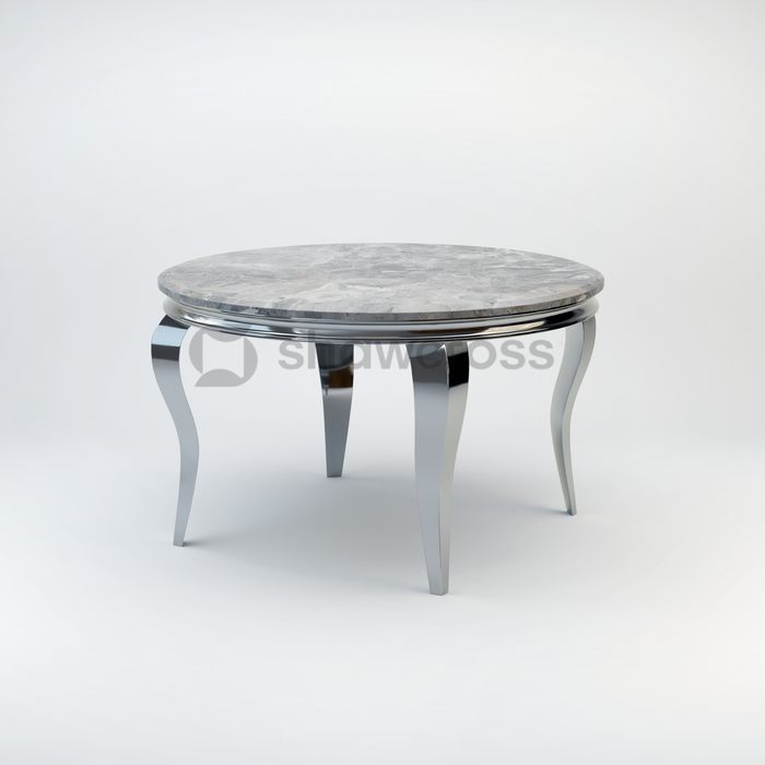 130cm Louis round marble dining table with Chrome metal frame