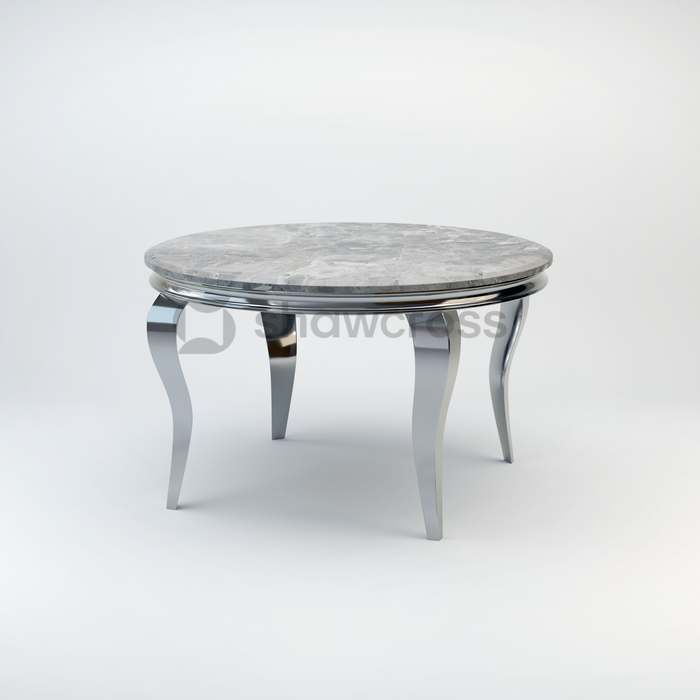 130cm Louis round marble dining table with Chrome metal frame