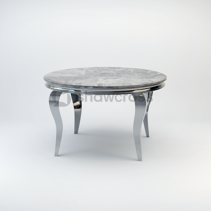 130cm Louis round marble dining table with Chrome metal frame