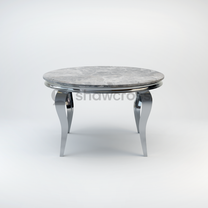 130cm Louis round marble dining table with Chrome metal frame