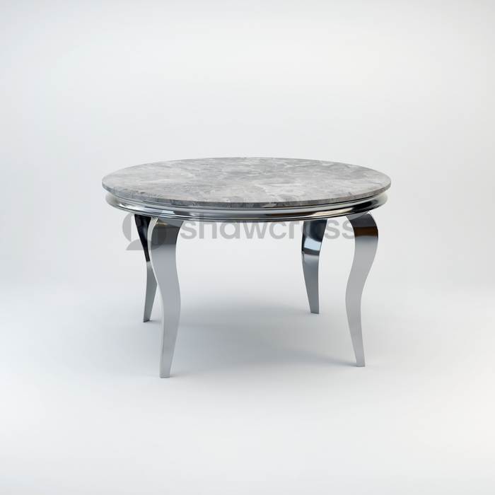 130cm Louis round marble dining table with Chrome metal frame