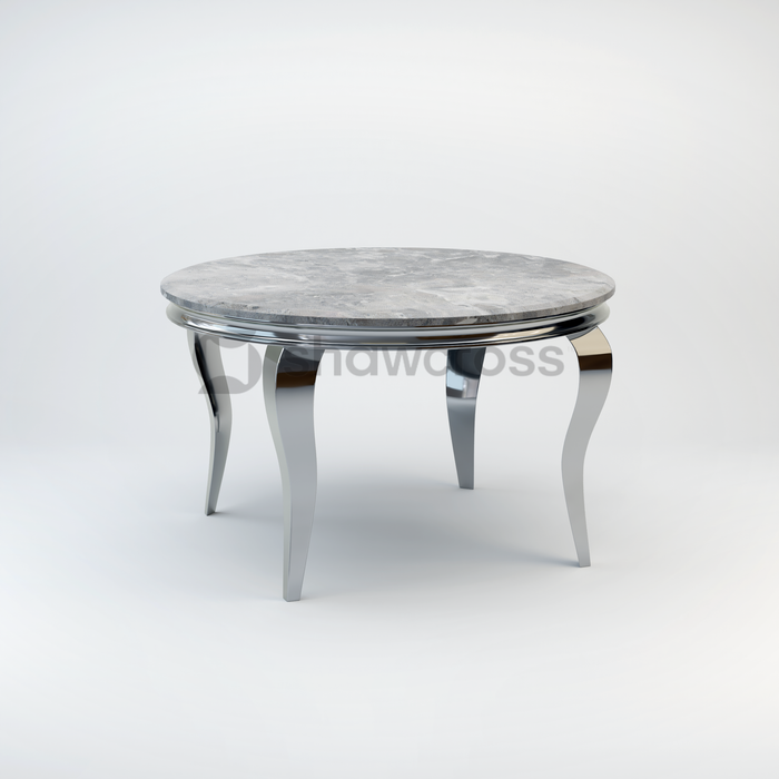 130cm Louis round marble dining table with Chrome metal frame