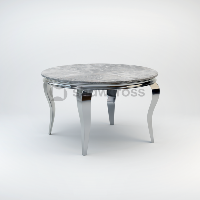 130cm Louis round marble dining table with Chrome metal frame