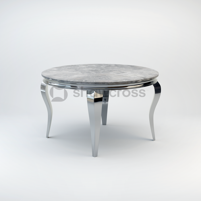 130cm Louis round marble dining table with Chrome metal frame