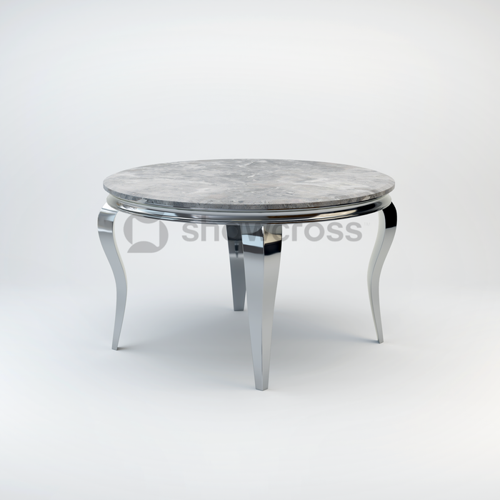 130cm Louis round marble dining table with Chrome metal frame