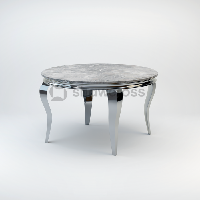 130cm Louis round marble dining table with Chrome metal frame