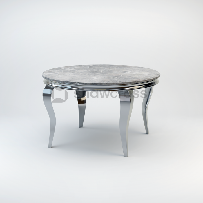 130cm Louis round marble dining table with Chrome metal frame