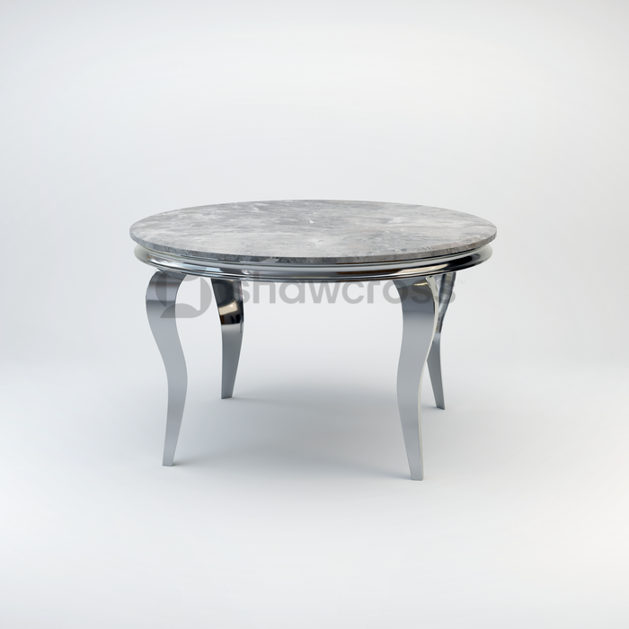 130cm Louis round marble dining table with Chrome metal frame