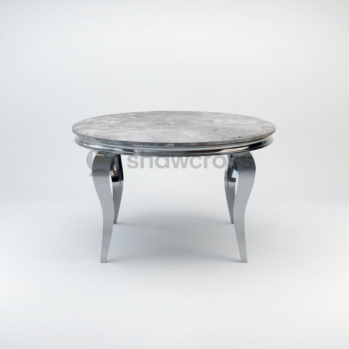 130cm Louis round marble dining table with Chrome metal frame