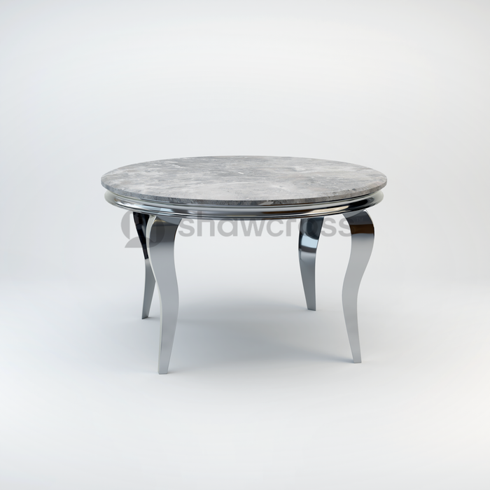 130cm Louis round marble dining table with Chrome metal frame