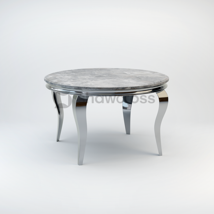 130cm Louis round marble dining table with Chrome metal frame