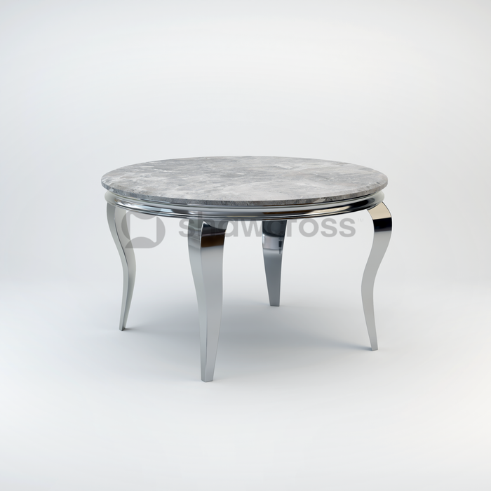 130cm Louis round marble dining table with Chrome metal frame