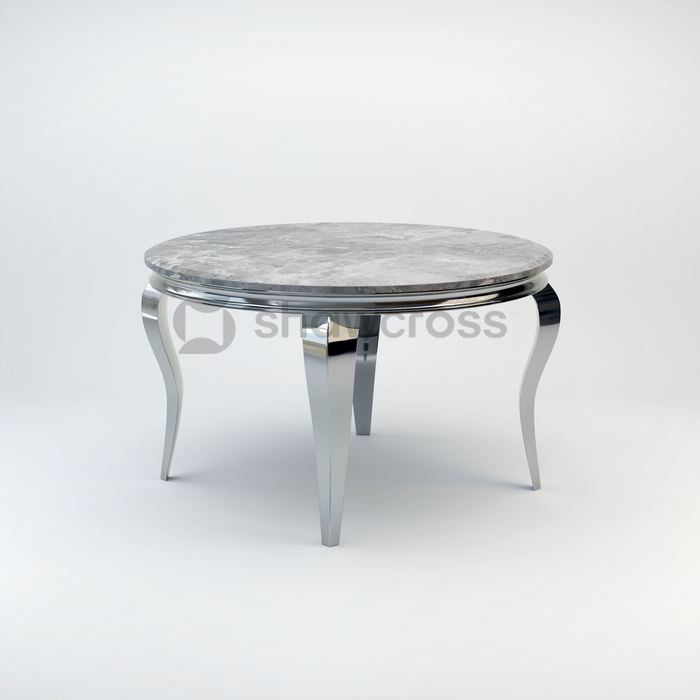 130cm Louis round marble dining table with Chrome metal frame