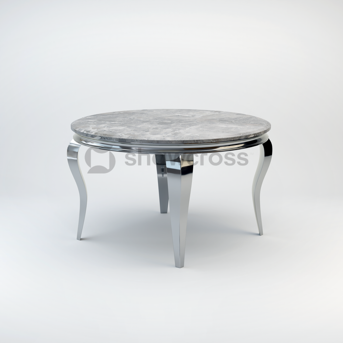 130cm Louis round marble dining table with Chrome metal frame