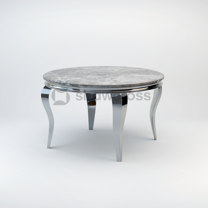 130cm Louis round marble dining table with Chrome metal frame