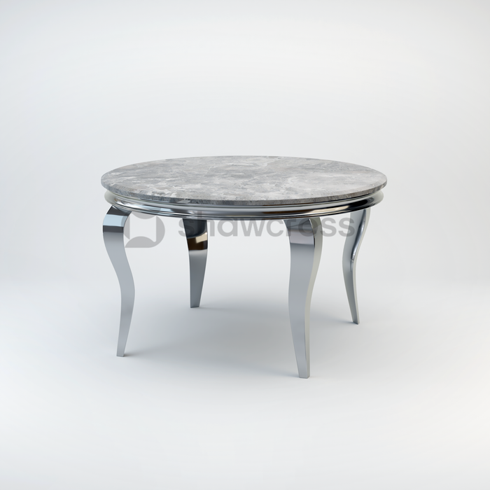 130cm Louis round marble dining table with Chrome metal frame