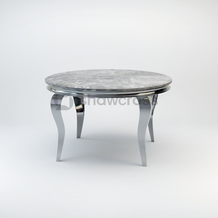 130cm Louis round marble dining table with Chrome metal frame