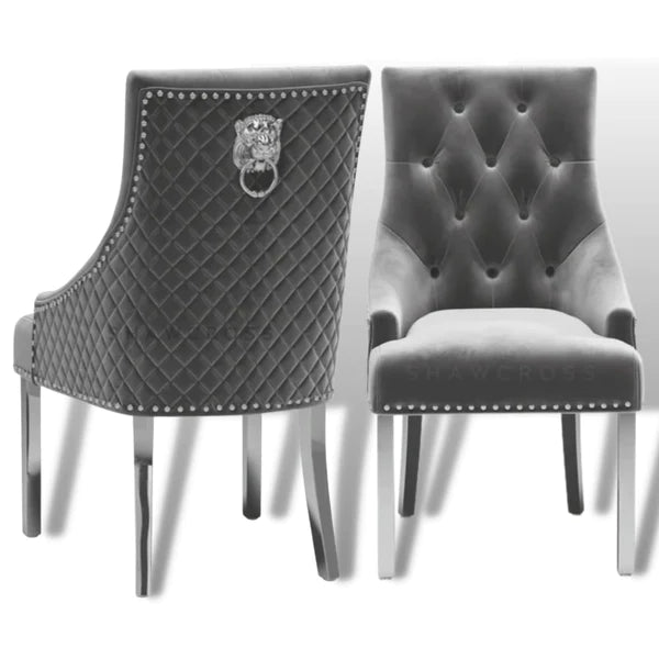 Ariana Marble 2 metre dining table with velvet dining chairs with Bent